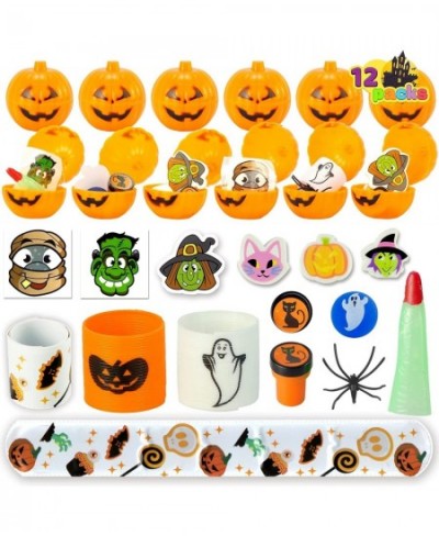 48 Pcs Halloween Party Favors Toy Set 12 Packs Halloween Stamps Erasers Foam Stickers Bouncy Balls Spiders Witch Finger Nails...