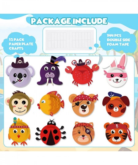 Arts and Crafts Kits for Kids 12 Pack Paper Plate Crafts Simple Animal Crafts for Toddler Age of 2 3 4 5 Years Old Fun Presch...