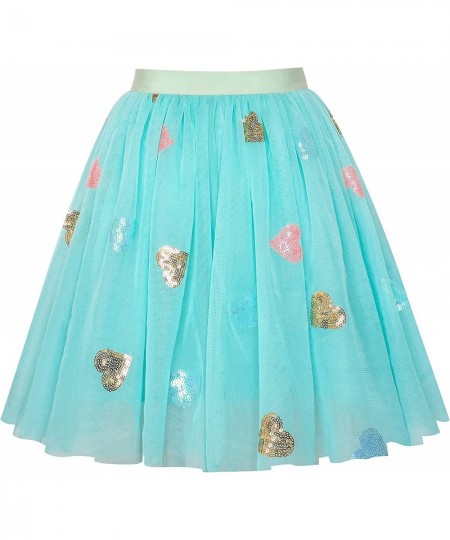 Girls Skirt Blue Heart Sequins Sparkling Tutu Dancing Size 2-12 $35.02 - Kids' Costumes