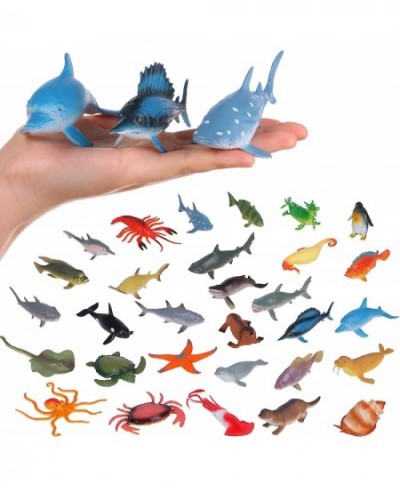 Sea Creatures Toys for Kids 30pcs Large Ocean Sea Animal Figurines Realistic Hollow Aquarium Toys Shark Bath Toys for Birthda...