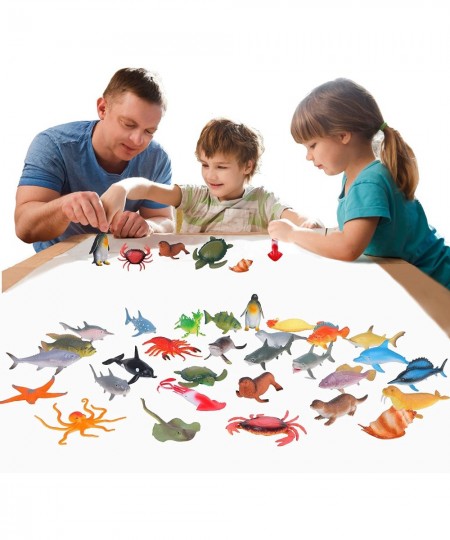 Sea Creatures Toys for Kids 30pcs Large Ocean Sea Animal Figurines Realistic Hollow Aquarium Toys Shark Bath Toys for Birthda...