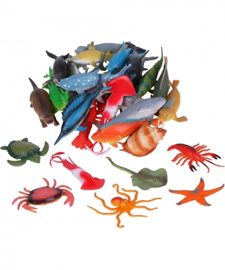 Sea Creatures Toys for Kids 30pcs Large Ocean Sea Animal Figurines Realistic Hollow Aquarium Toys Shark Bath Toys for Birthda...