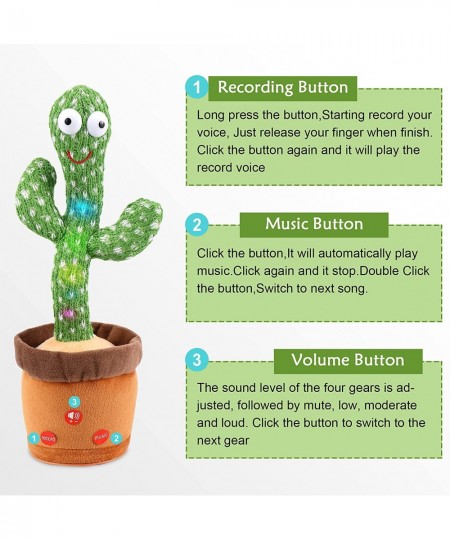 [Update Volume Adjustable] Dancing Cactus Toy Singing Talking Record & Repeats What You say Funny Electric Cactus Toy for Kid...