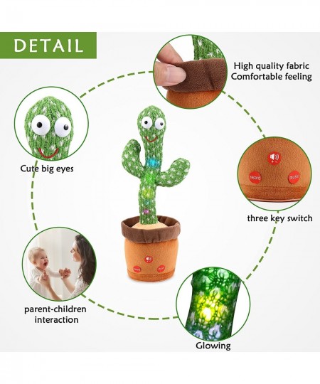 [Update Volume Adjustable] Dancing Cactus Toy Singing Talking Record & Repeats What You say Funny Electric Cactus Toy for Kid...