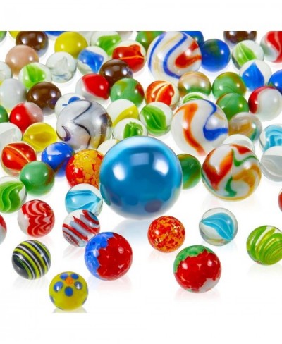 100 Pieces Colorful Glass Marbles Set Cat Eye Marbles Games Marbles for Kids DIY Home Vase Decoration 1.38 Inch 0.98 Inch 0.8...