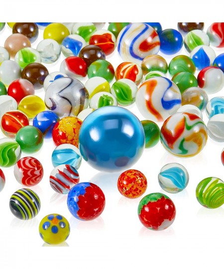 100 Pieces Colorful Glass Marbles Set Cat Eye Marbles Games Marbles for Kids DIY Home Vase Decoration 1.38 Inch 0.98 Inch 0.8...