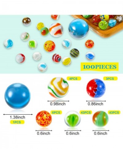 100 Pieces Colorful Glass Marbles Set Cat Eye Marbles Games Marbles for Kids DIY Home Vase Decoration 1.38 Inch 0.98 Inch 0.8...