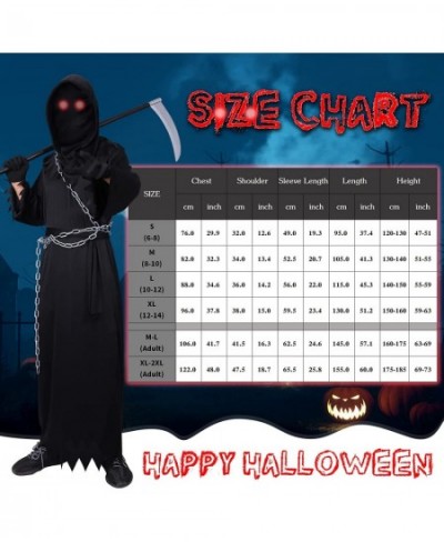 Grim Reaper Costume for Kids 5Pcs Halloween Dress Up Costume Hooded for Child Boy with Light Up Red Eyes in Dark $46.62 - Kid...