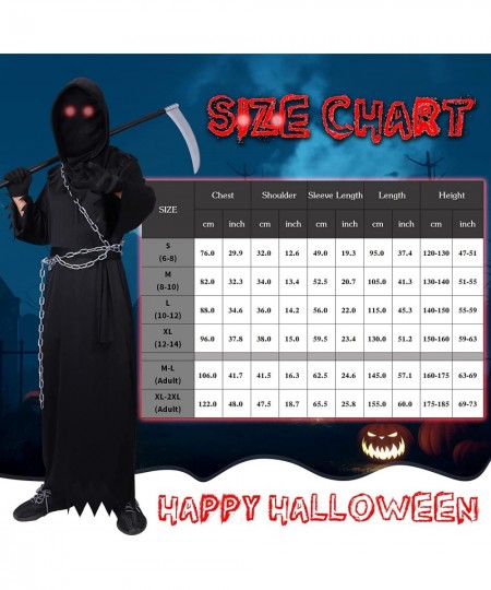 Grim Reaper Costume for Kids 5Pcs Halloween Dress Up Costume Hooded for Child Boy with Light Up Red Eyes in Dark $46.62 - Kid...