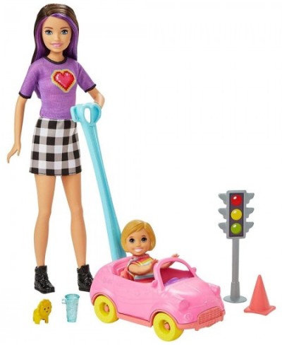 Skipper Babysitters Inc. Accessories Set with Small Toddler Doll & Toy Car Plus Traffic Light Cone Cup & Lion Toy Gift for 3 ...