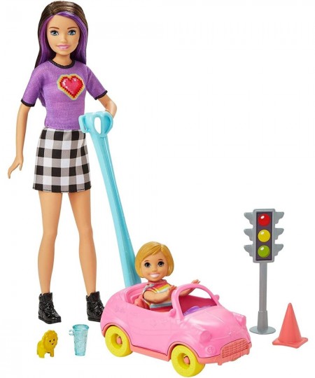 Skipper Babysitters Inc. Accessories Set with Small Toddler Doll & Toy Car Plus Traffic Light Cone Cup & Lion Toy Gift for 3 ...