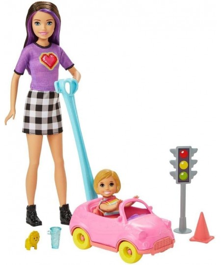 Skipper Babysitters Inc. Accessories Set with Small Toddler Doll & Toy Car Plus Traffic Light Cone Cup & Lion Toy Gift for 3 ...