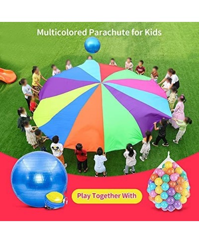 Pantrasamia Kids Play Parachute 6 Foot for Kids with 8 Handles Multicolored Parachute for 8 12 Kids Tent Cooperative Games $3...