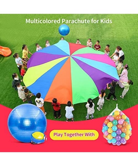 Pantrasamia Kids Play Parachute 6 Foot for Kids with 8 Handles Multicolored Parachute for 8 12 Kids Tent Cooperative Games $3...