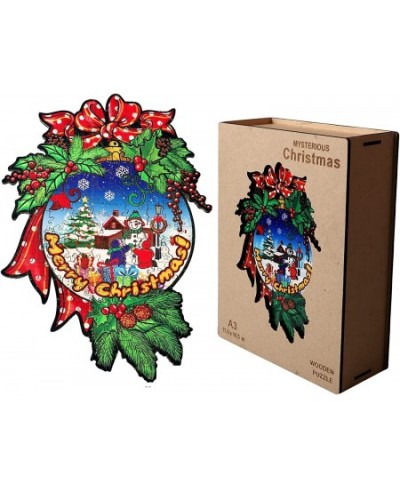 Christmas Wooden Jigsaw Puzzles Merry Christmas Adult Puzzles Winter Snow Globe Puzzles Christmas Presents & Stockings(11.6 i...