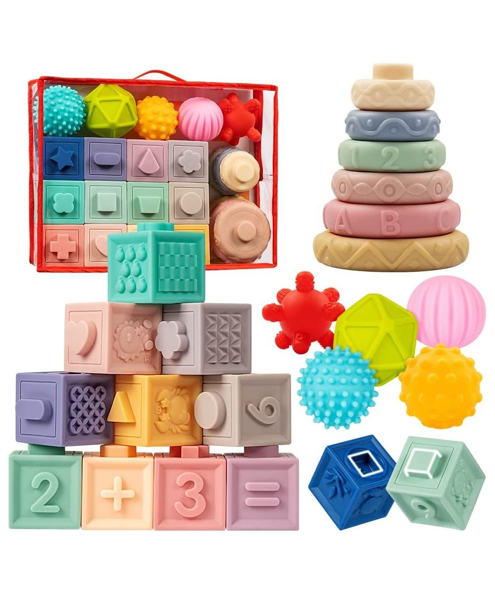 Baby Toys 6-12 Months Montessori Toys for Babies 6-12 Months Incl Stacking Building Blocks & Soft Infant Teething Toys & Sens...