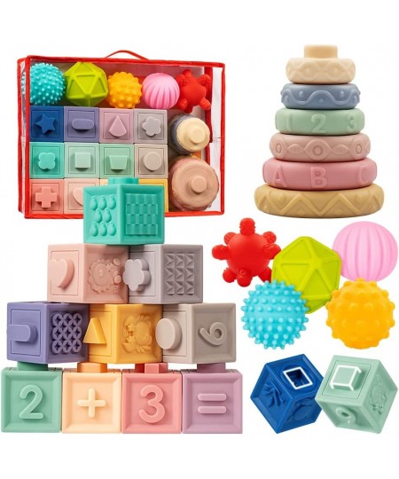 Baby Toys 6-12 Months Montessori Toys for Babies 6-12 Months Incl Stacking Building Blocks & Soft Infant Teething Toys & Sens...