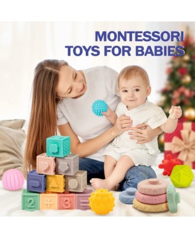 Baby Toys 6-12 Months Montessori Toys for Babies 6-12 Months Incl Stacking Building Blocks & Soft Infant Teething Toys & Sens...