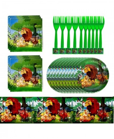 Lion Party Supplies for Kids' Birthday Animals Decorations Included Plates Forks Tablecover Napkins for Kids Party Supplies L...