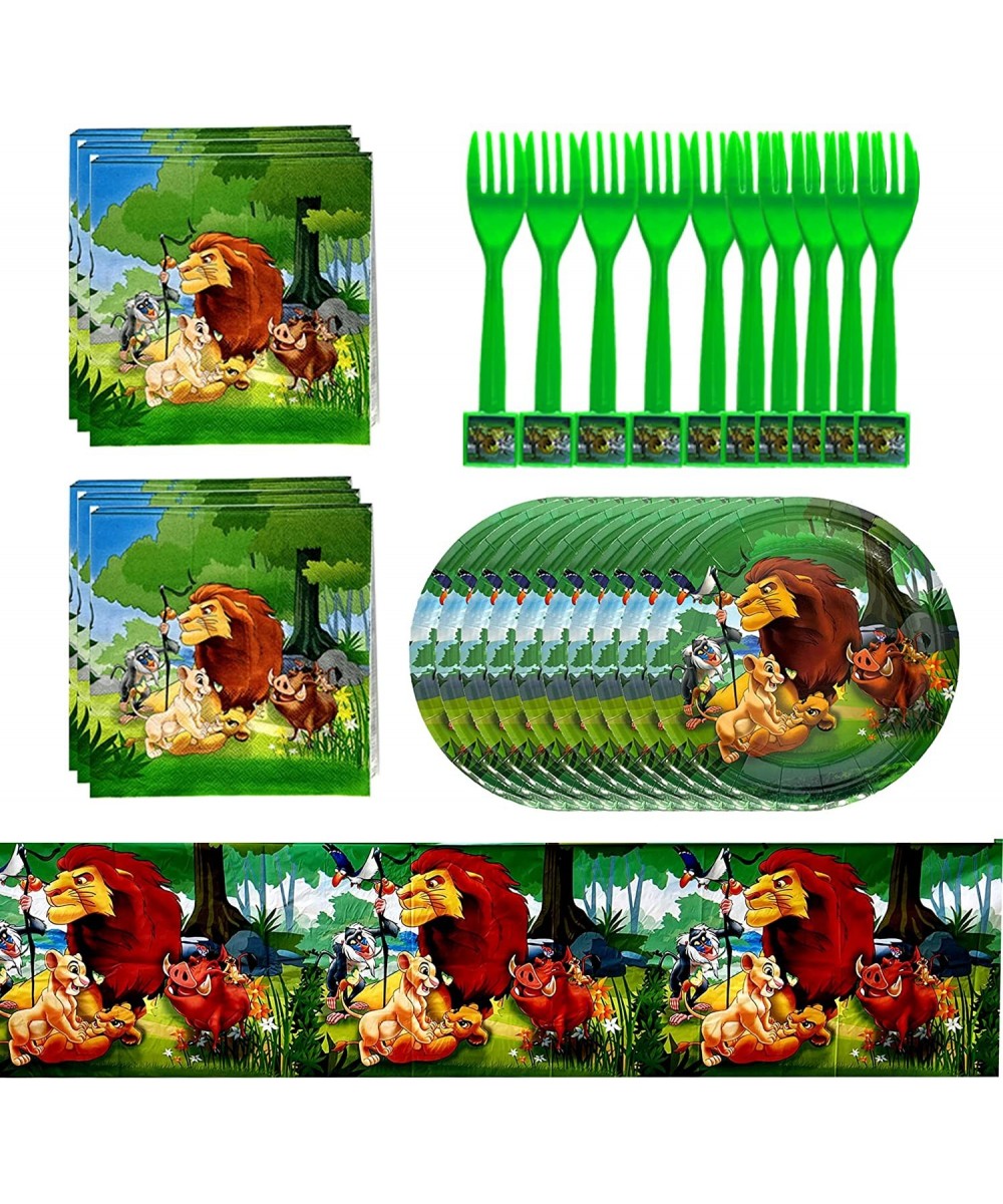 Lion Party Supplies for Kids' Birthday Animals Decorations Included Plates Forks Tablecover Napkins for Kids Party Supplies L...