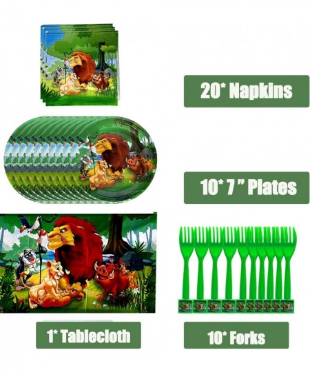 Lion Party Supplies for Kids' Birthday Animals Decorations Included Plates Forks Tablecover Napkins for Kids Party Supplies L...