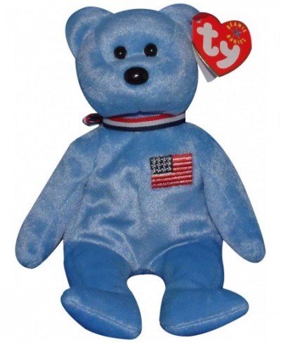 TY Beanie Babies America Bear Stuffed Animal Plush Toy - 8 1/2 inches tall - Light Blue - American Flag on Chest $26.91 - Stu...