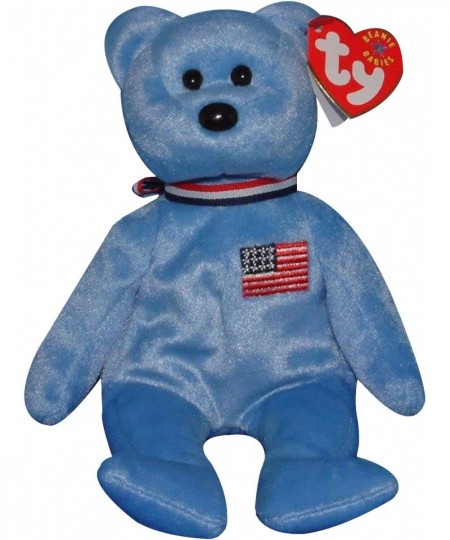 TY Beanie Babies America Bear Stuffed Animal Plush Toy - 8 1/2 inches tall - Light Blue - American Flag on Chest $26.91 - Stu...