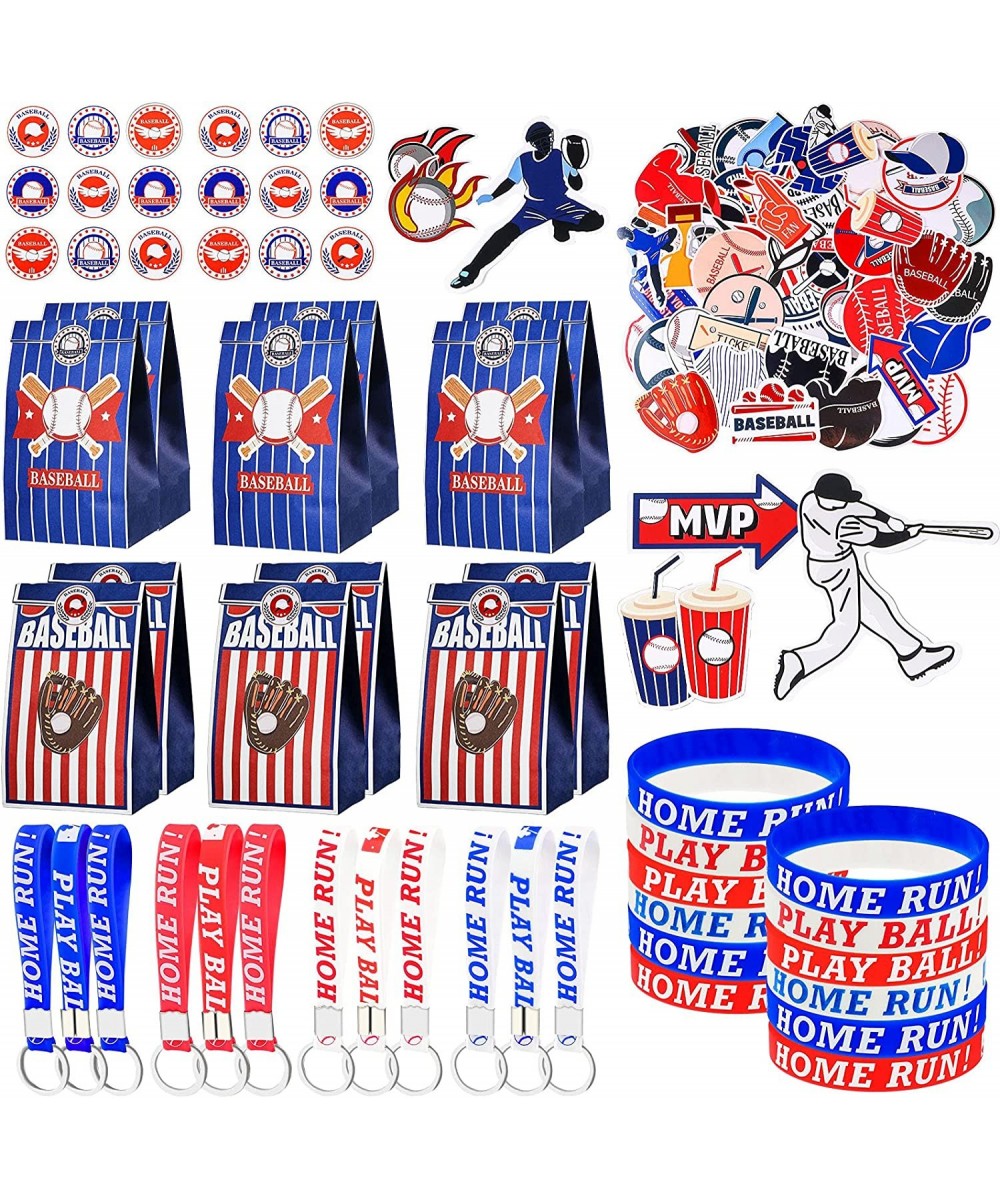 Baseball Party Favors Include Silicone Bracelets Keychain Waterproof Baseball Stickers and Party Gift Bags with Sealing Stick...