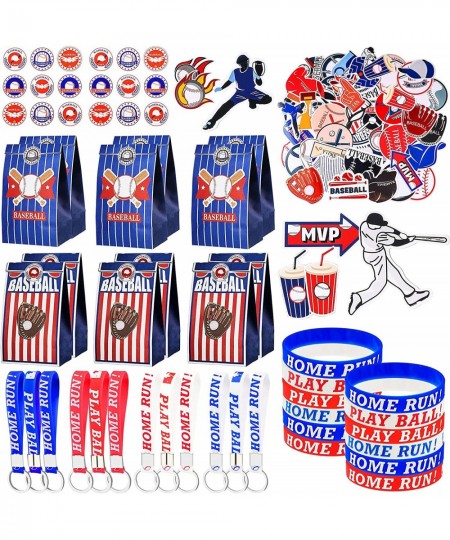 Baseball Party Favors Include Silicone Bracelets Keychain Waterproof Baseball Stickers and Party Gift Bags with Sealing Stick...