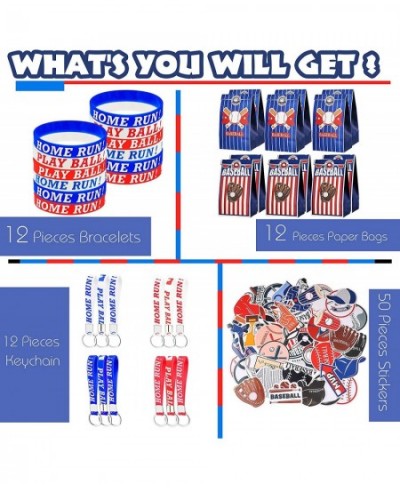 Baseball Party Favors Include Silicone Bracelets Keychain Waterproof Baseball Stickers and Party Gift Bags with Sealing Stick...