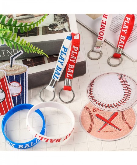 Baseball Party Favors Include Silicone Bracelets Keychain Waterproof Baseball Stickers and Party Gift Bags with Sealing Stick...