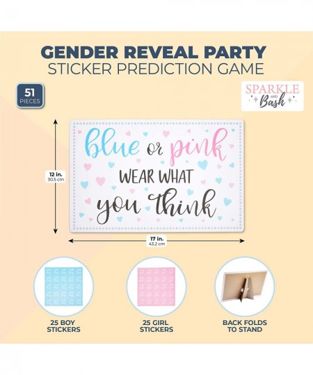 Gender Reveal Party Sticker Prediction Game Team Boy Team Girl (51 Pieces) $24.30 - Kids' Stickers