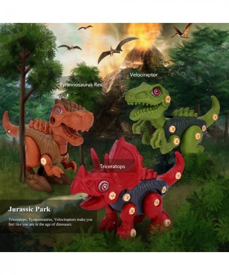 Take Apart Dinosaur Toys for Kids Dino Building Toy Set with Electric Drill T Rex Triceratops Velociraptor STEM Toys for 3 4 ...