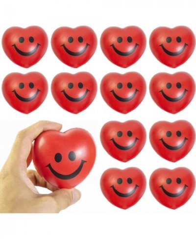 Red Hearts 2.8" Smile Face Squeeze Stress Relief Heart Shaped Balls 12 Pieces Smile Funny Face Stress Balls Valentine Party B...