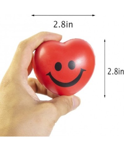 Red Hearts 2.8" Smile Face Squeeze Stress Relief Heart Shaped Balls 12 Pieces Smile Funny Face Stress Balls Valentine Party B...