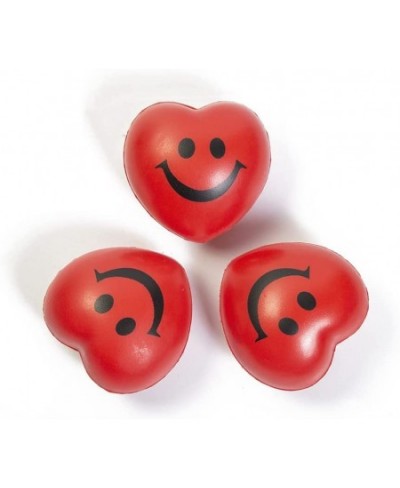 Red Hearts 2.8" Smile Face Squeeze Stress Relief Heart Shaped Balls 12 Pieces Smile Funny Face Stress Balls Valentine Party B...