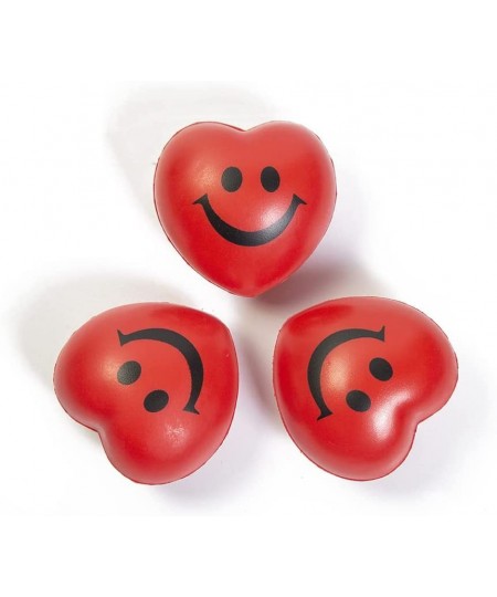 Red Hearts 2.8" Smile Face Squeeze Stress Relief Heart Shaped Balls 12 Pieces Smile Funny Face Stress Balls Valentine Party B...