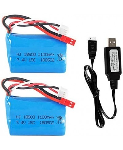 7.4v 1100mah li-ion Battery JST Plug for HQ 827 823 871 MJX T10 T11 T34 RC FT007 RC Boat Spare Parts Accessories 2 Pack with ...