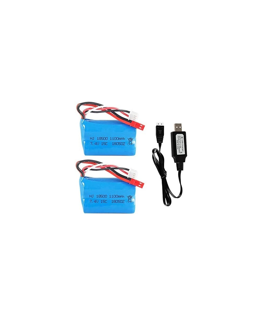 7.4v 1100mah li-ion Battery JST Plug for HQ 827 823 871 MJX T10 T11 T34 RC FT007 RC Boat Spare Parts Accessories 2 Pack with ...