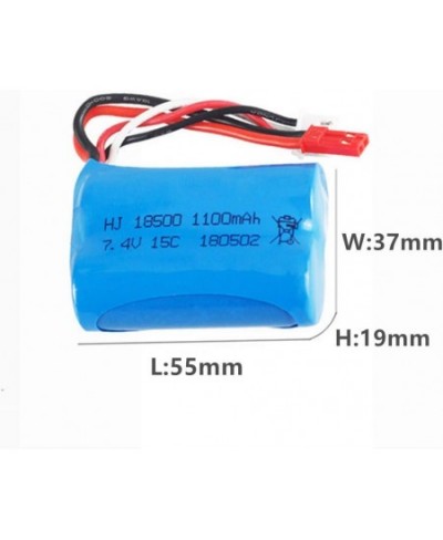 7.4v 1100mah li-ion Battery JST Plug for HQ 827 823 871 MJX T10 T11 T34 RC FT007 RC Boat Spare Parts Accessories 2 Pack with ...