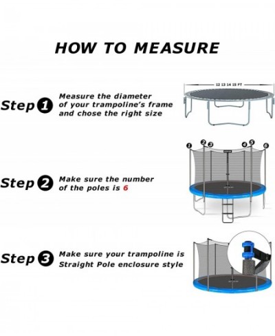 Replacement Trampoline Safety Net Enclosure for Round Frame Trampolines Breathable and Weather-Resistant Trampoline Net Repla...