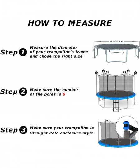 Replacement Trampoline Safety Net Enclosure for Round Frame Trampolines Breathable and Weather-Resistant Trampoline Net Repla...