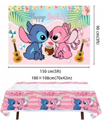 Pink Cartoon Themed Backdrop with Tablecloth for Girls Birthday Party Decorations Supplies 5x3ft $27.37 - Kids' Party Tableco...