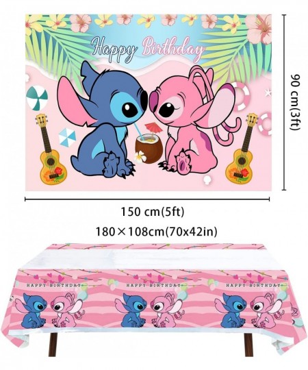 Pink Cartoon Themed Backdrop with Tablecloth for Girls Birthday Party Decorations Supplies 5x3ft $27.37 - Kids' Party Tableco...