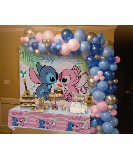 Pink Cartoon Themed Backdrop with Tablecloth for Girls Birthday Party Decorations Supplies 5x3ft $27.37 - Kids' Party Tableco...