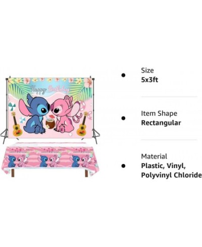 Pink Cartoon Themed Backdrop with Tablecloth for Girls Birthday Party Decorations Supplies 5x3ft $27.37 - Kids' Party Tableco...