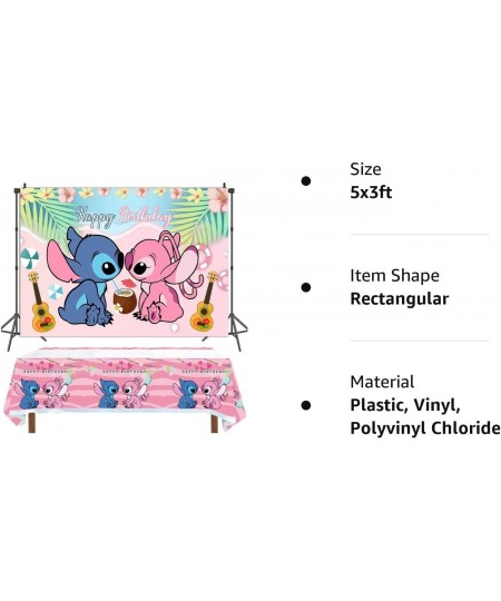 Pink Cartoon Themed Backdrop with Tablecloth for Girls Birthday Party Decorations Supplies 5x3ft $27.37 - Kids' Party Tableco...