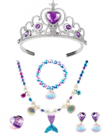 Mermaid Crown Jewelry Accessories for Girls Princess Dress Up Set Costume Kids Tiara Necklace Halloween Party Supplies $23.33...