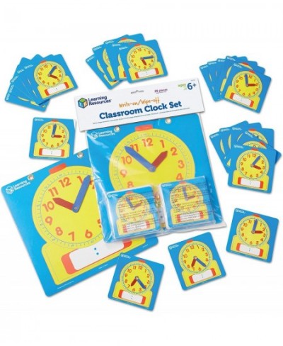 Write & Wipe Clocks Classroom Set - 25 Pieces Ages 6+ Laminated Dry-Erase Teaching Aids Teacher Supplies Learning Time $42.57...