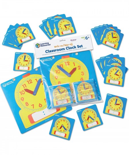 Write & Wipe Clocks Classroom Set - 25 Pieces Ages 6+ Laminated Dry-Erase Teaching Aids Teacher Supplies Learning Time $42.57...